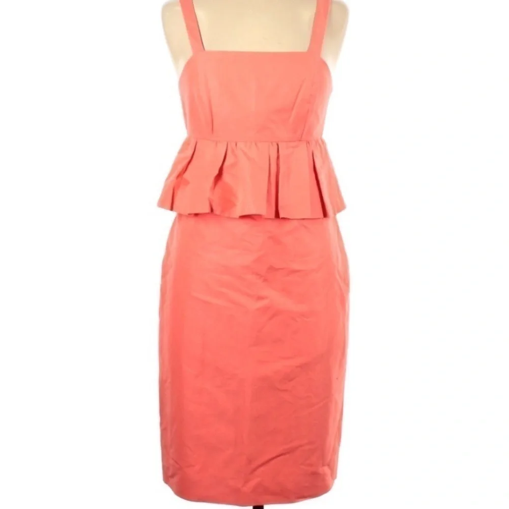 J. Crew Coral Peplum Waist Dress knee Length 2